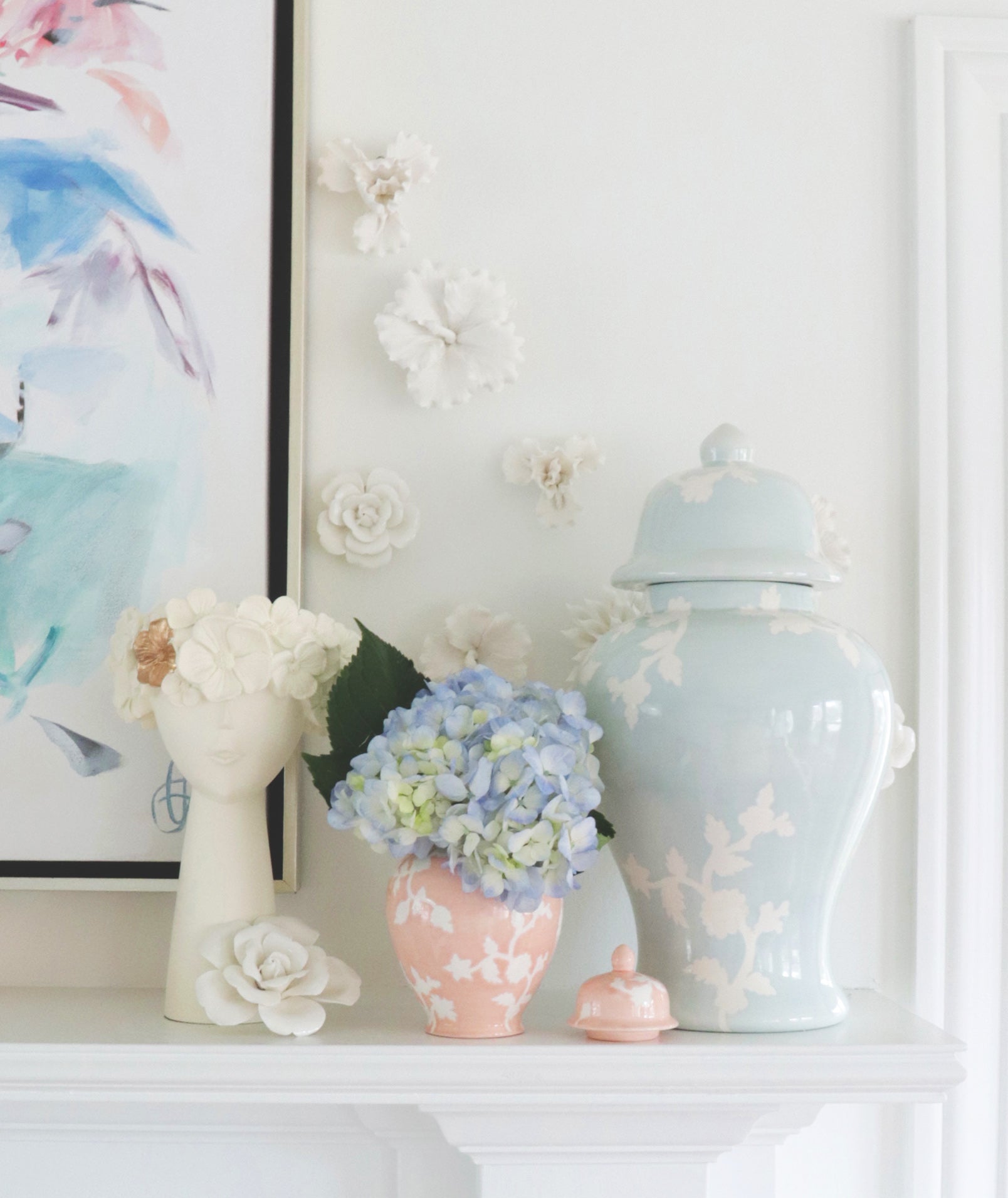 Chinoiserie Dreams Ginger Jars in Hydrangea Light Blue