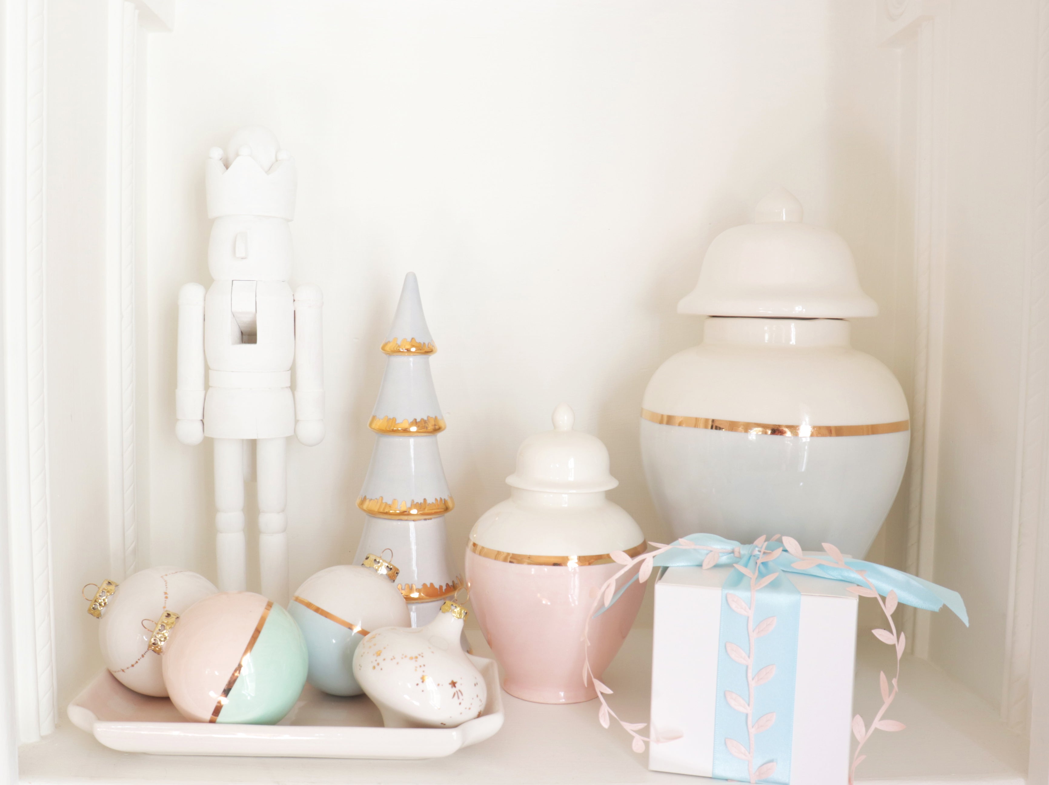 Cherry Blossom Pink Color Block Ginger Jar with Gold Accent