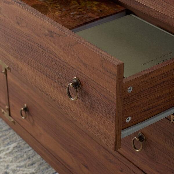 Safavieh Galio Walnut-Gold 6 Drawer Chest