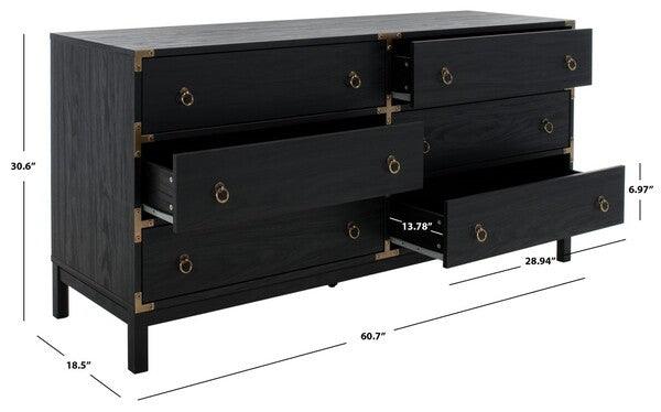 Safavieh Galio Black-Gold 6 Drawer Chest