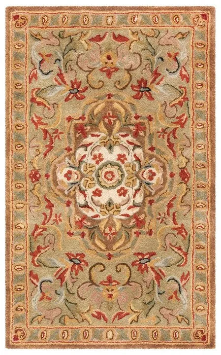 Classic Wool Rug in Beige and Olive