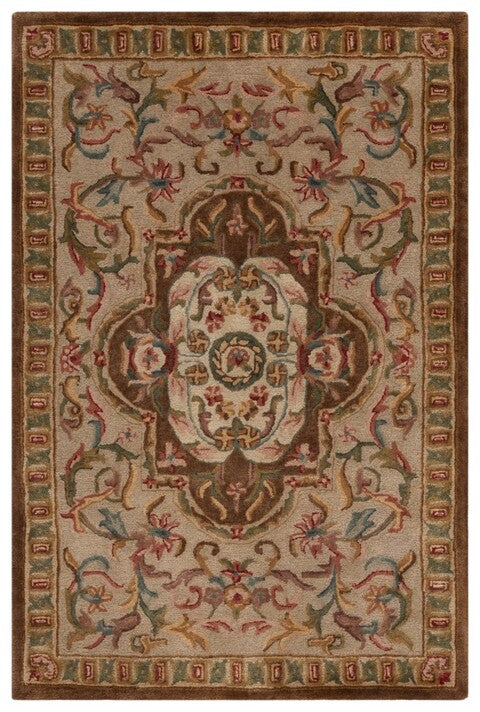 Classic Wool Rug in Beige and Olive