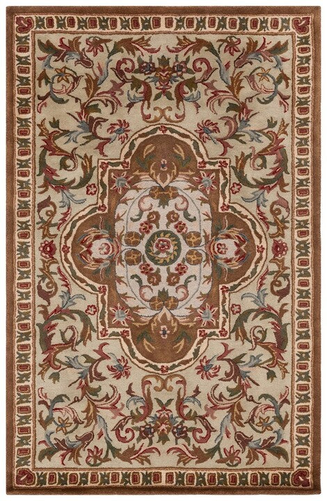 Classic Wool Rug in Beige and Olive