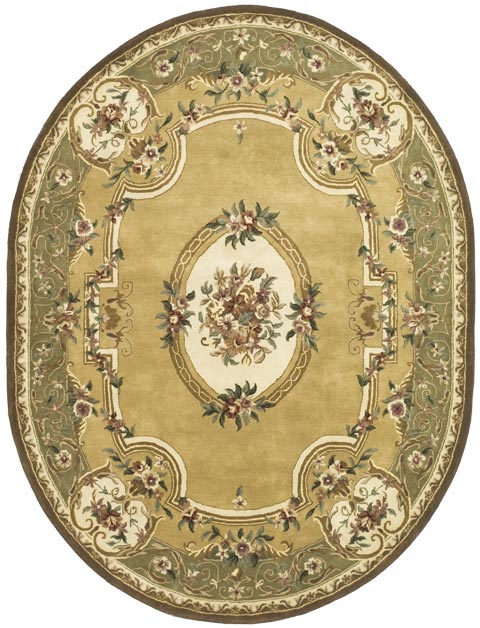 Classic Wool Rug in Light Gold and Green