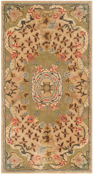 Classic Wool Rug in Taupe/Light Green