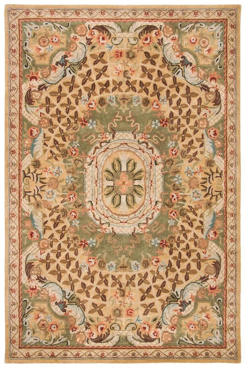 Classic Wool Rug in Taupe and Light Green