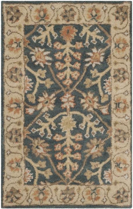 Classic Wool Rug in Blue and Light Gold