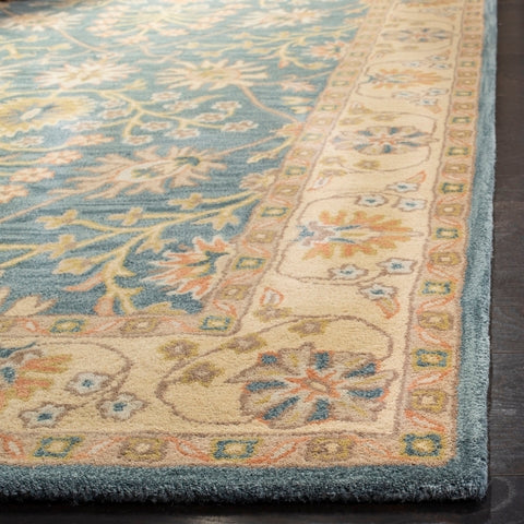 Classic Wool Rug in Blue and Light Gold