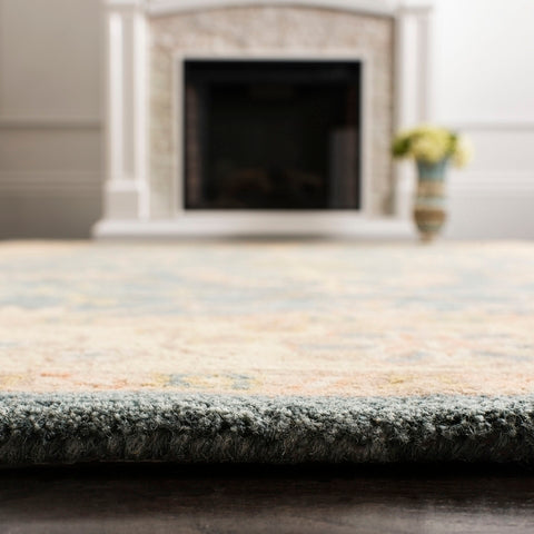 Classic Wool Rug in Blue and Light Gold