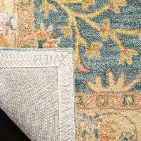 Classic Wool Rug in Blue and Light Gold