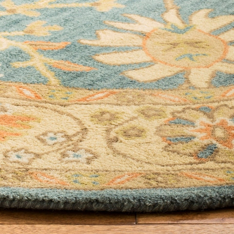 Classic Wool Rug in Blue and Light Gold