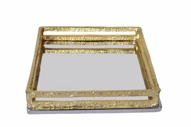 Square Napkin Holder with Gold Loop Design