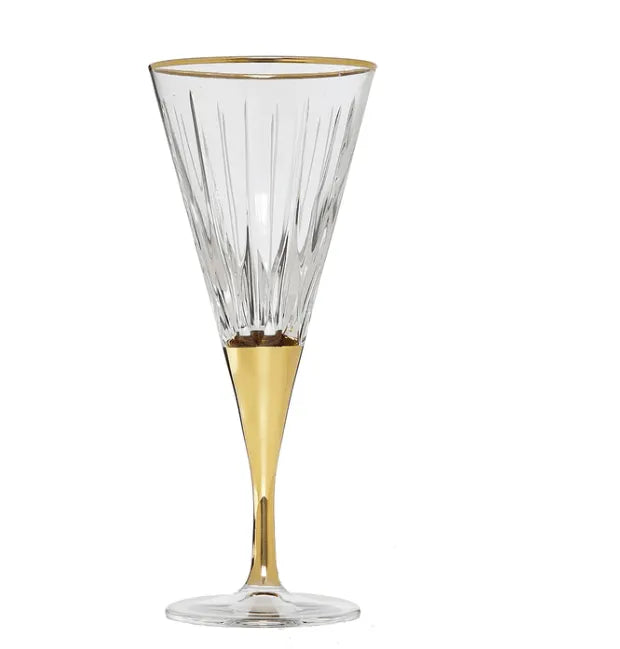 Set of 6 Gold Stemmed Wine Glasses