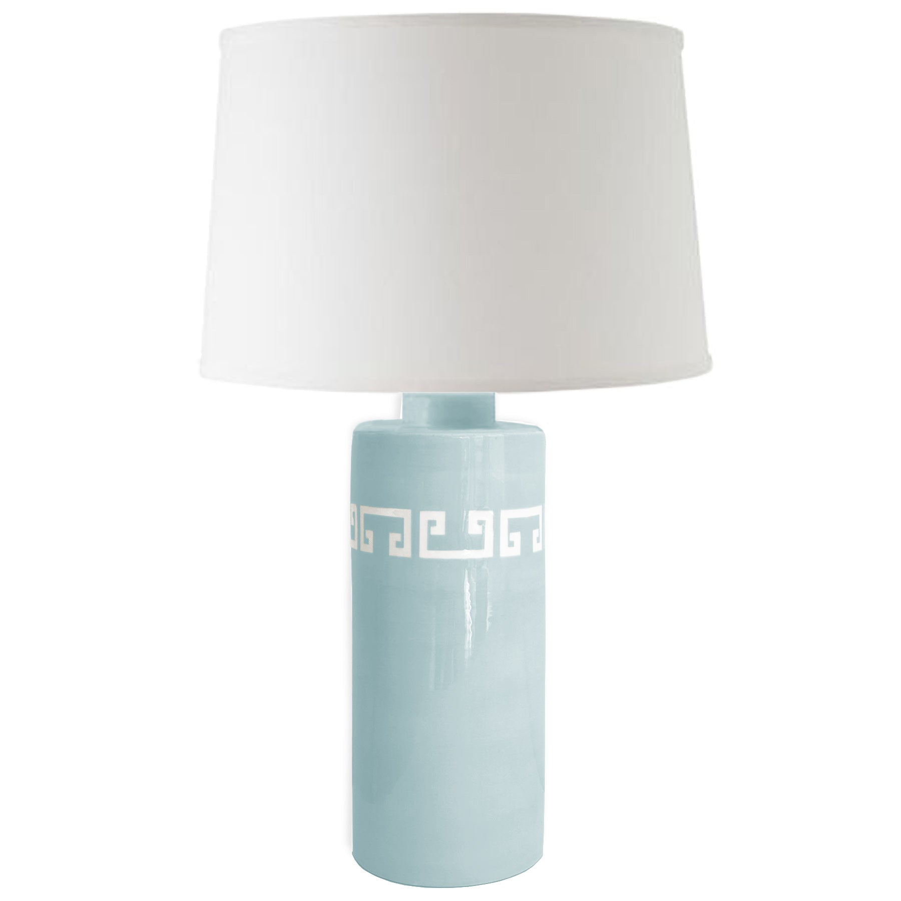 Robin's Egg Blue Greek Key Column Lamp