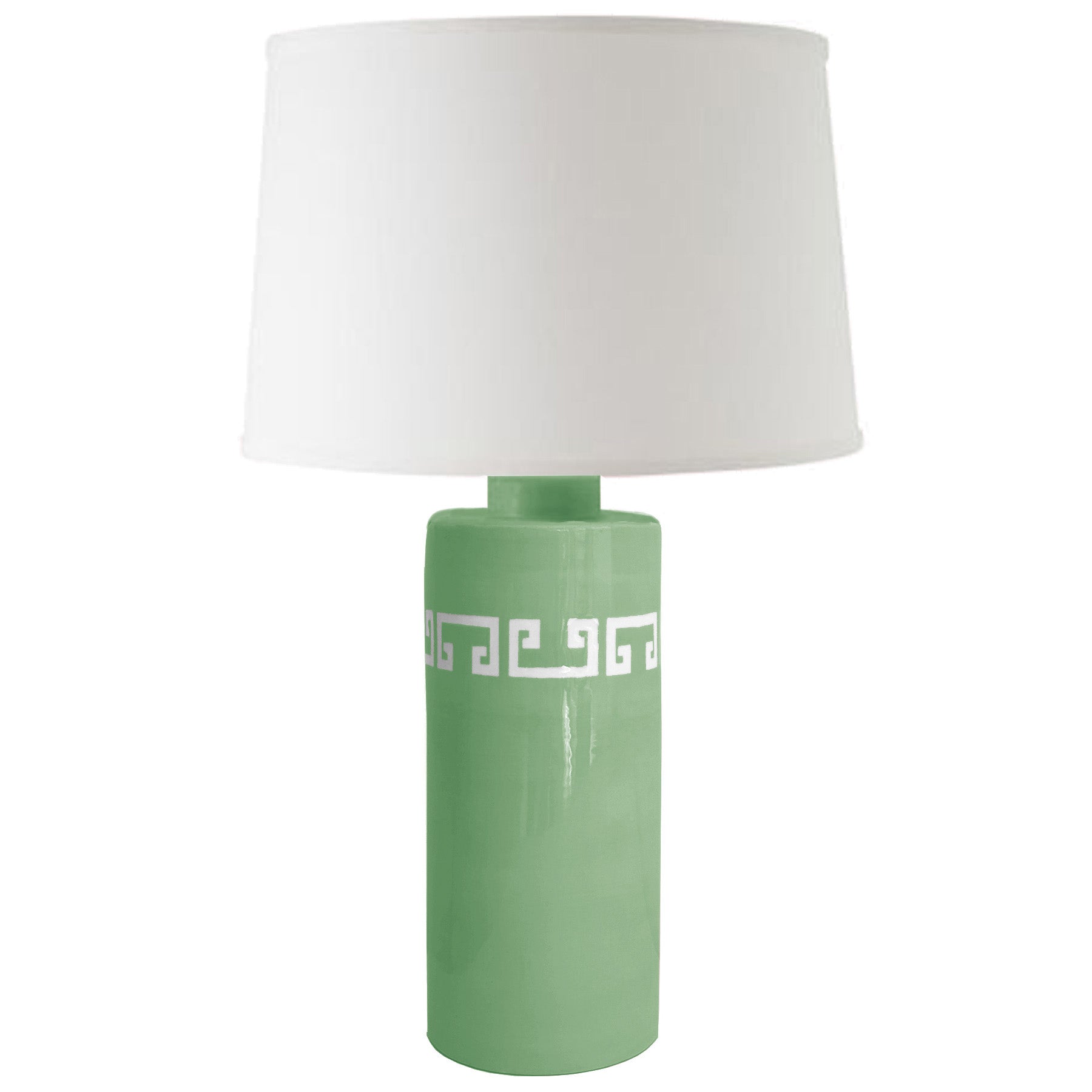 Cabbage Patch Green Greek Key Column Lamp