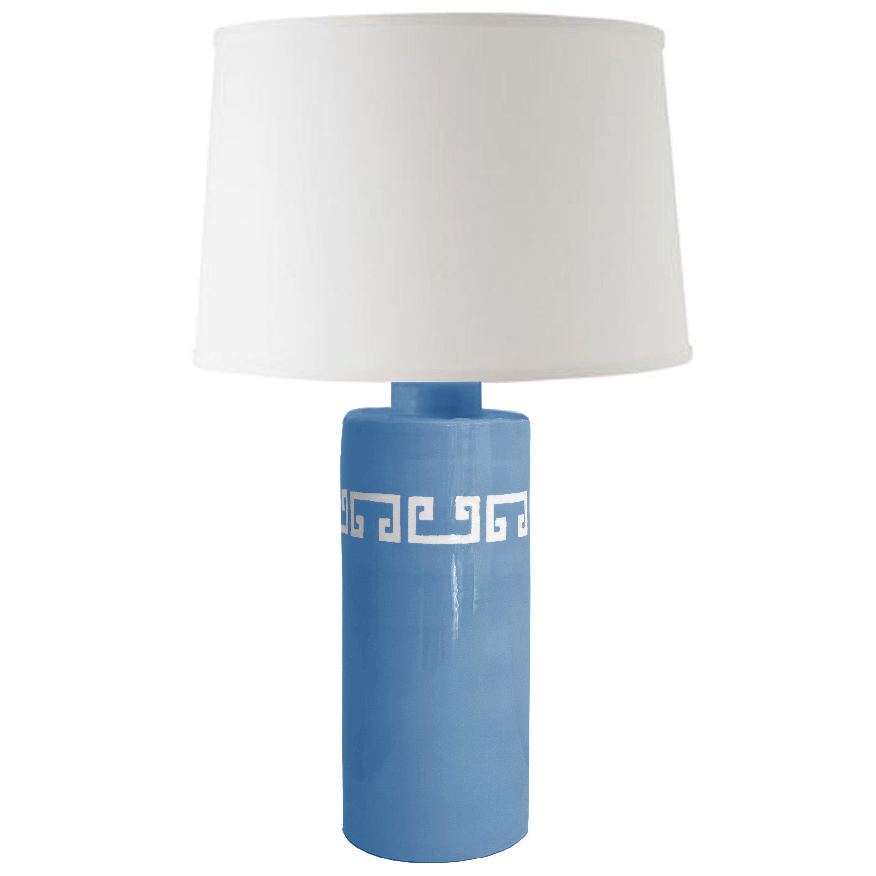 French Blue Greek Key Column Lamp