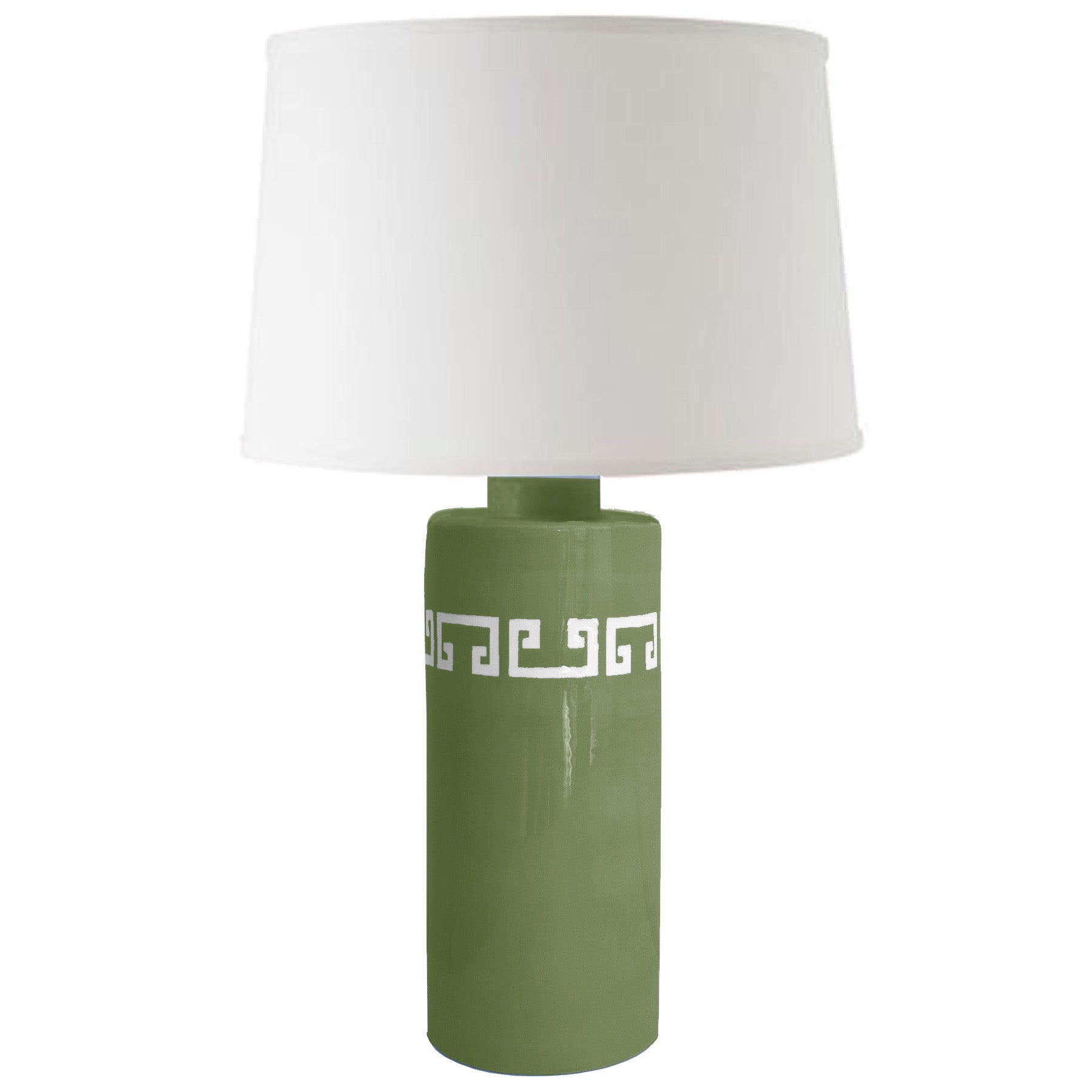 Moss Green Greek Key Column Lamp