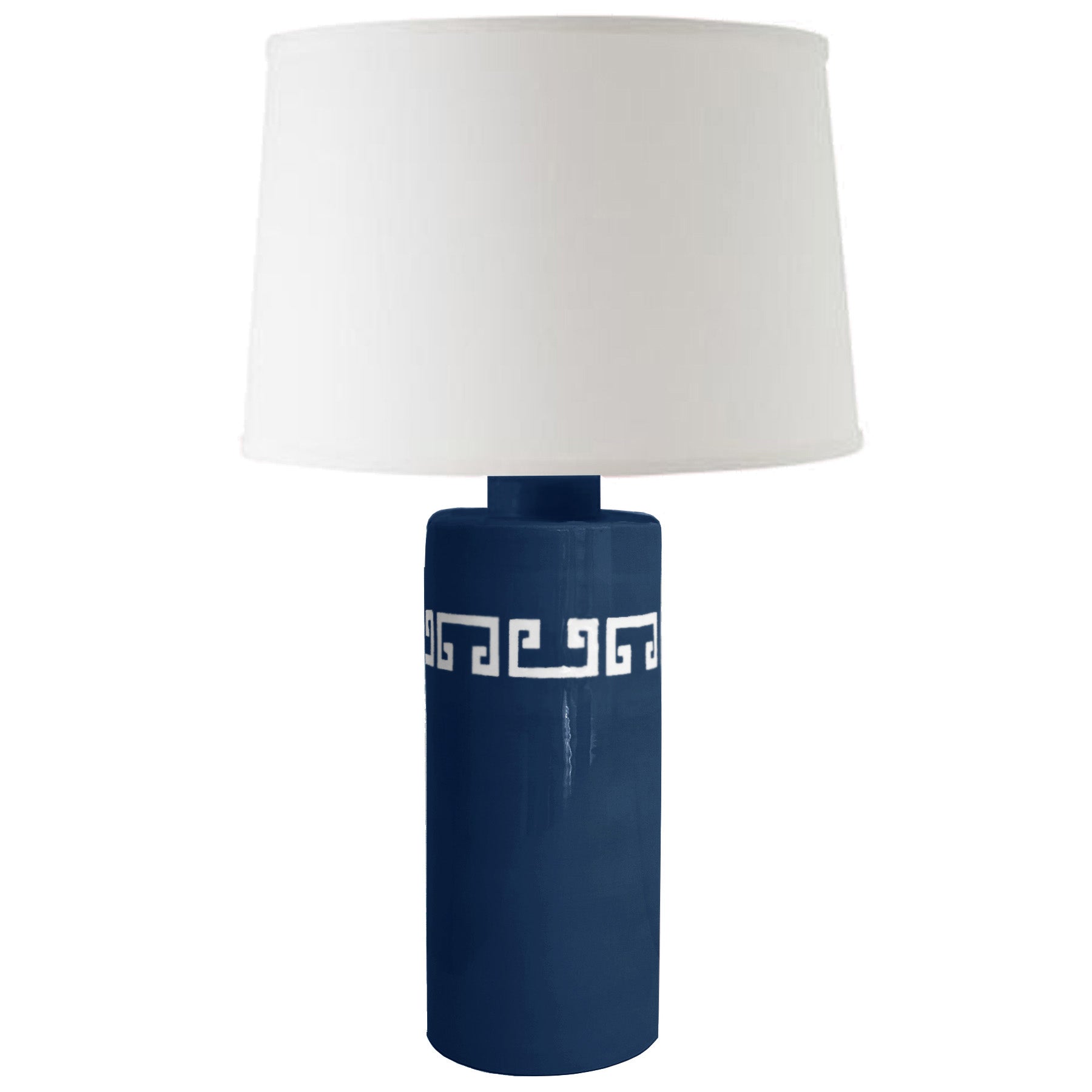 Navy Blue Greek Key Column Lamp