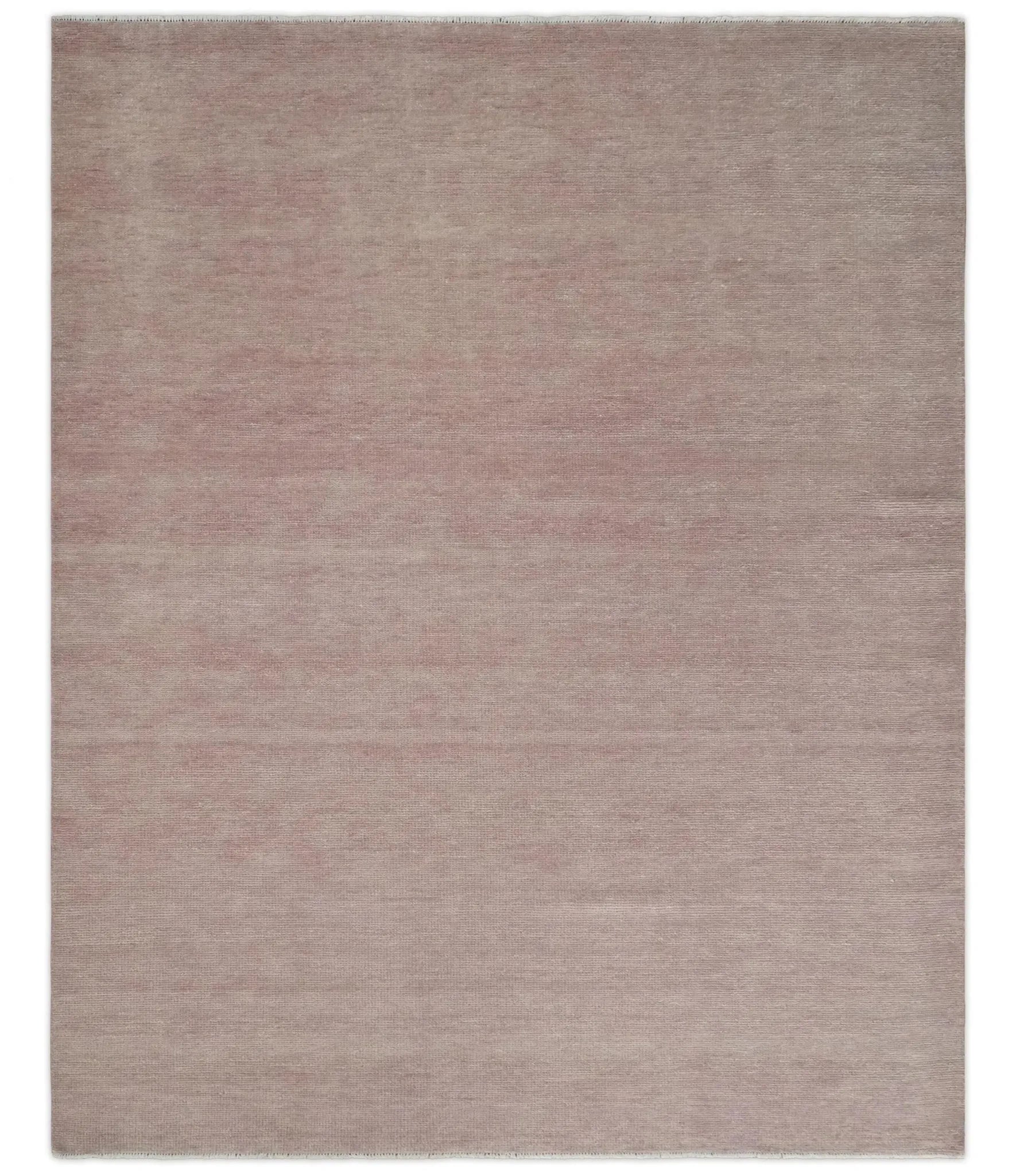 Contemporary Custom Made Modern Solid Peach Hand knotted Wool Area Rug