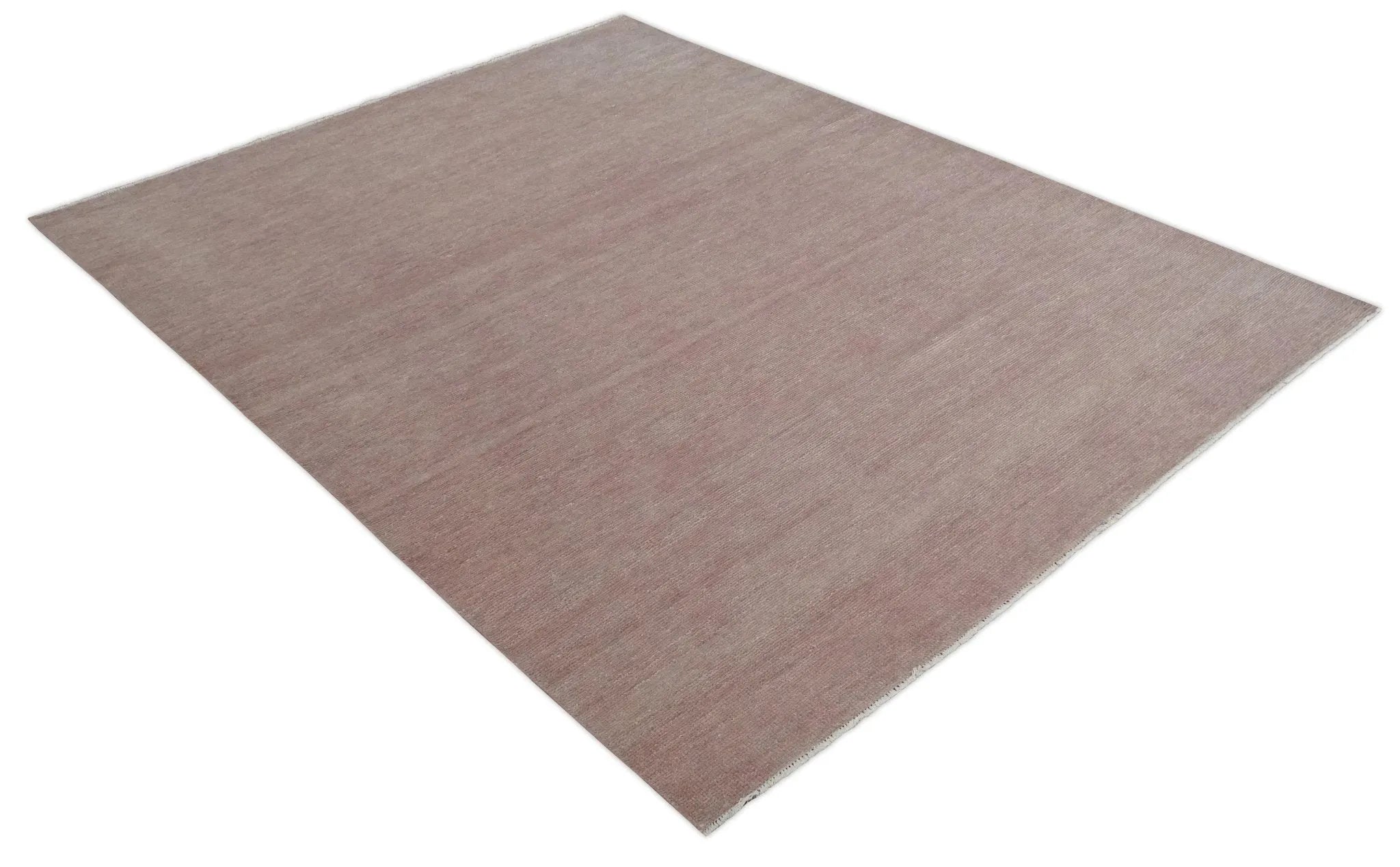 Contemporary Custom Made Modern Solid Peach Hand knotted Wool Area Rug