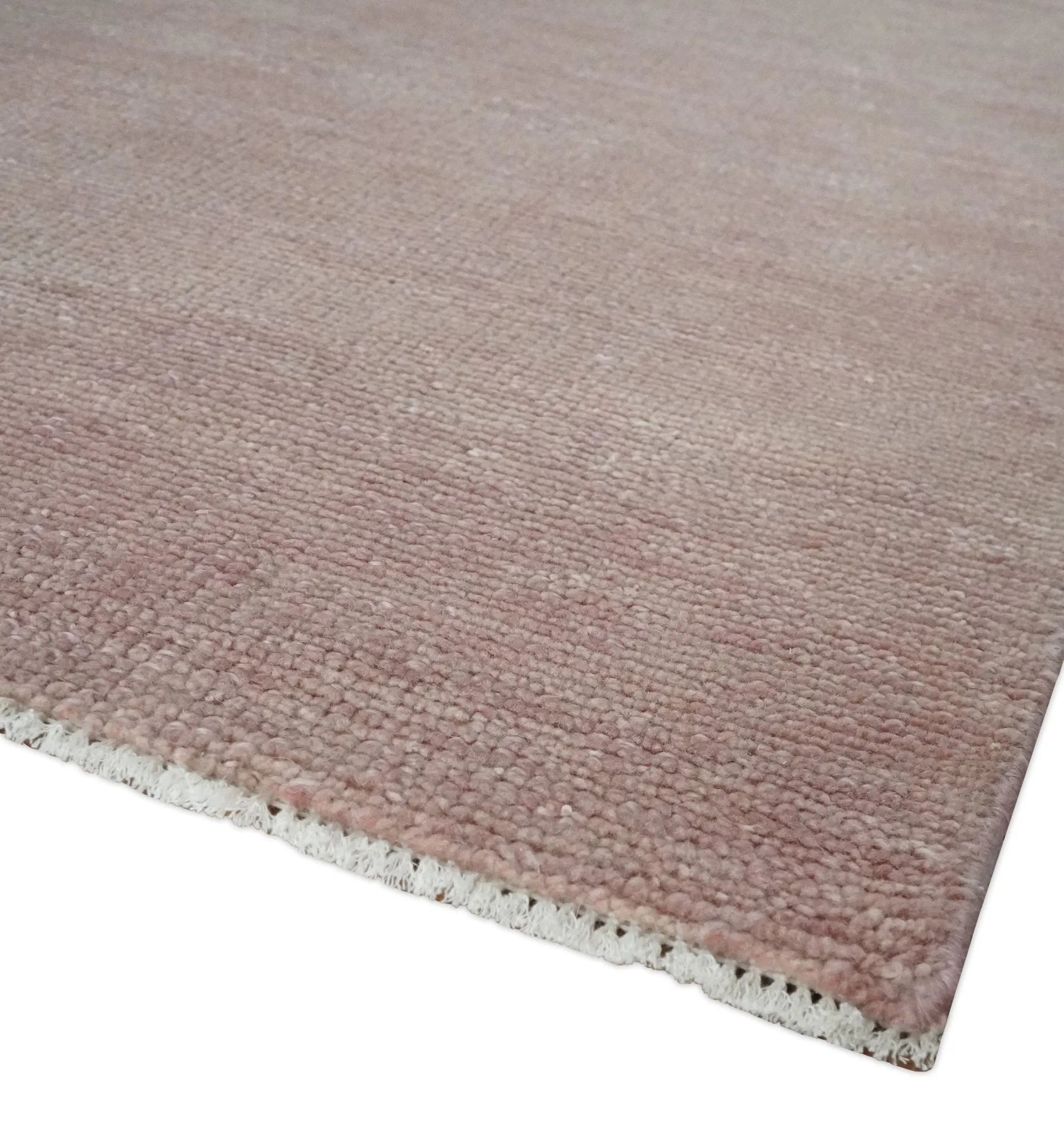 Contemporary Custom Made Modern Solid Peach Hand knotted Wool Area Rug