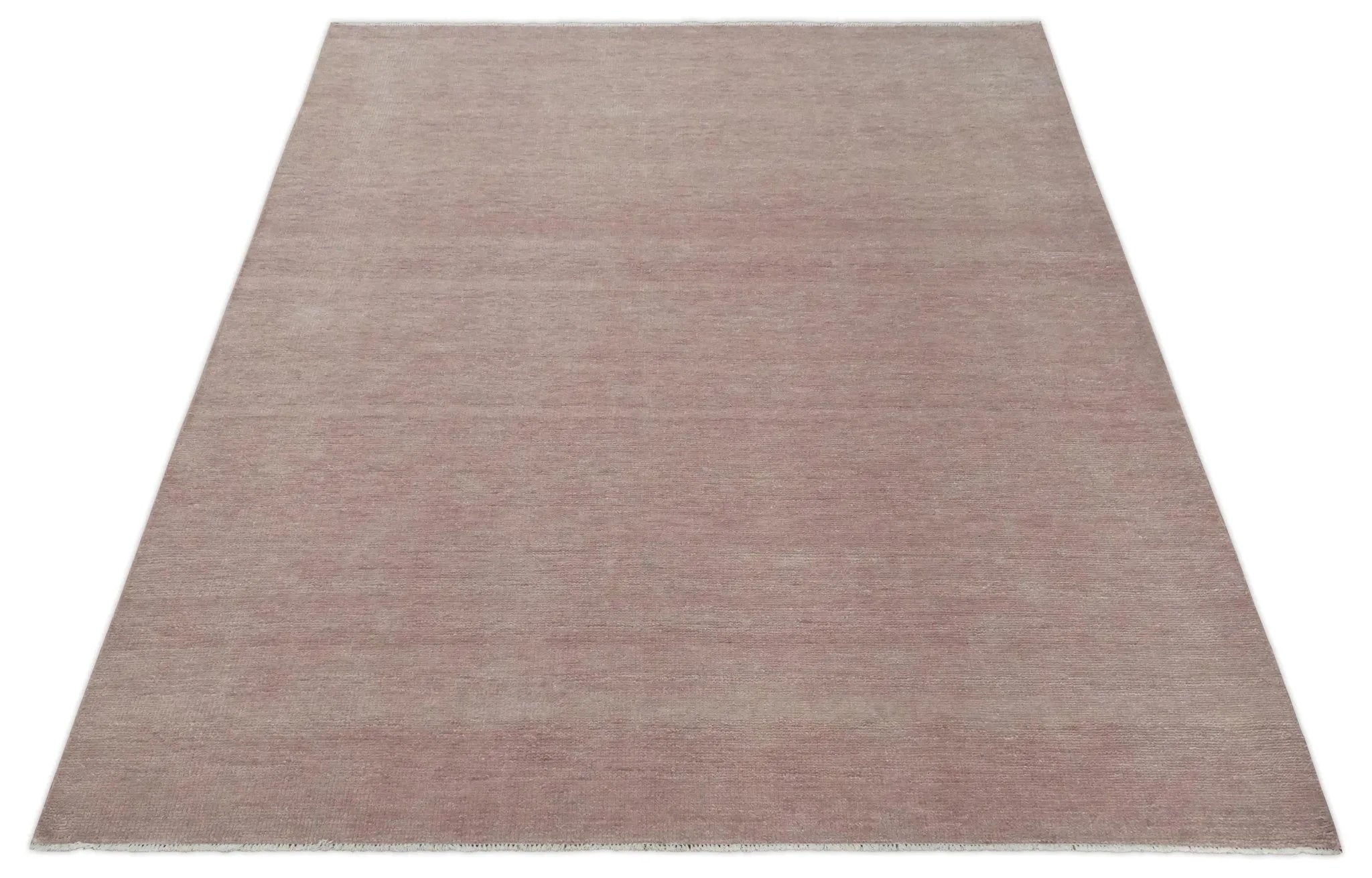 Contemporary Custom Made Modern Solid Peach Hand knotted Wool Area Rug