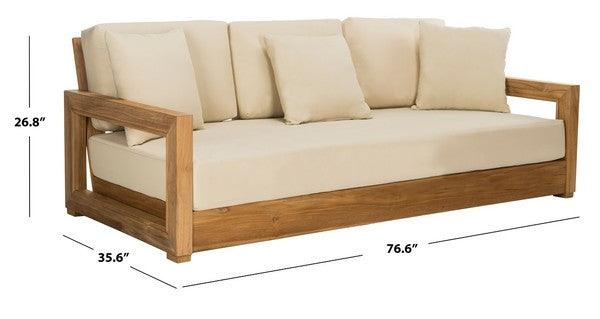 Safavieh Montford Teak-Beige Teak 3 - Seat Sofa