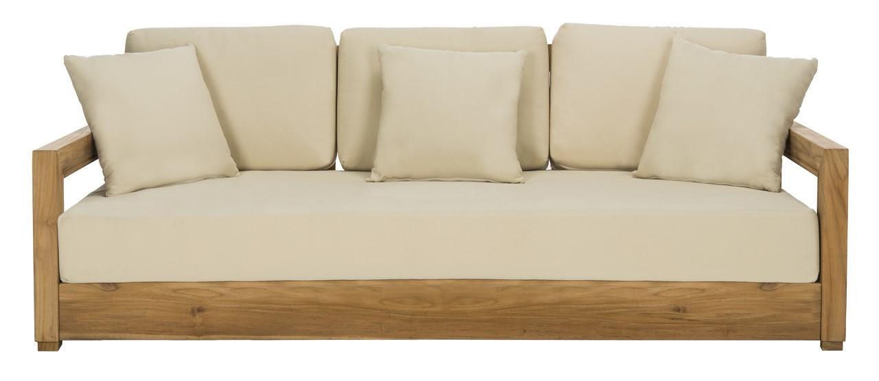 Safavieh Montford Teak-Beige Teak 3 - Seat Sofa