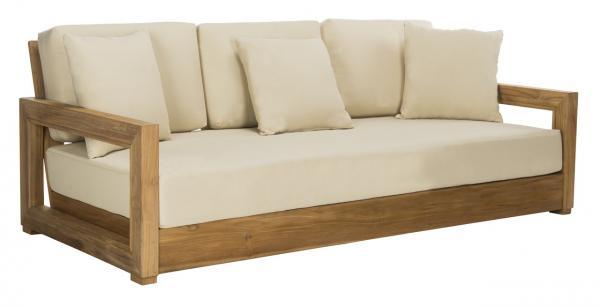 Safavieh Montford Teak-Beige Teak 3 - Seat Sofa