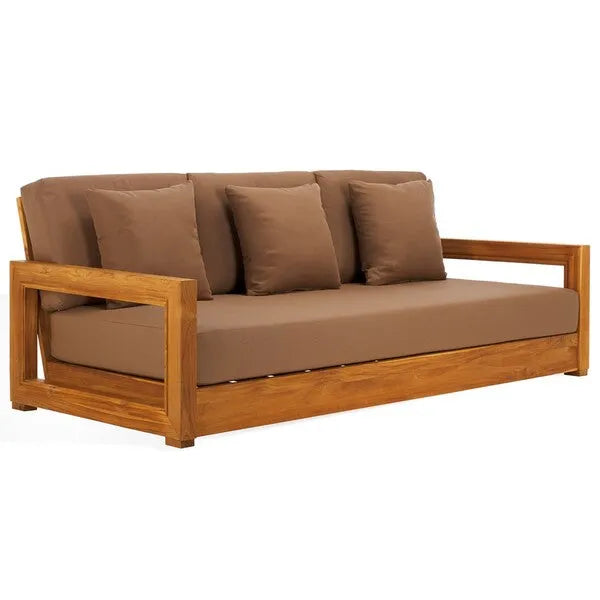 Montford Teak Wood 3-Seater Bench in Brown