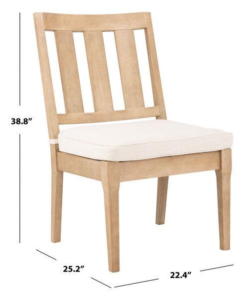 Safavieh Dominica Natural-White Wooden Outdoor Dining Chair (Set of 2)