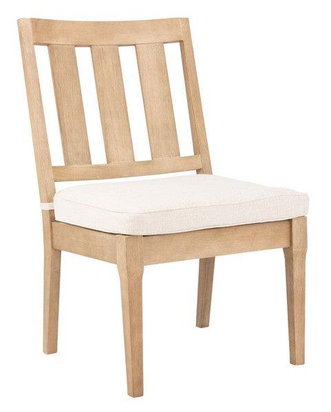 Safavieh Dominica Natural-White Wooden Outdoor Dining Chair (Set of 2)