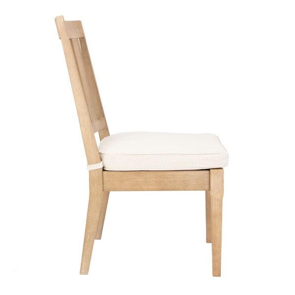 Safavieh Dominica Natural-White Wooden Outdoor Dining Chair (Set of 2)