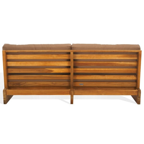 Julianne Teak Wood Patio Sofa in Brown