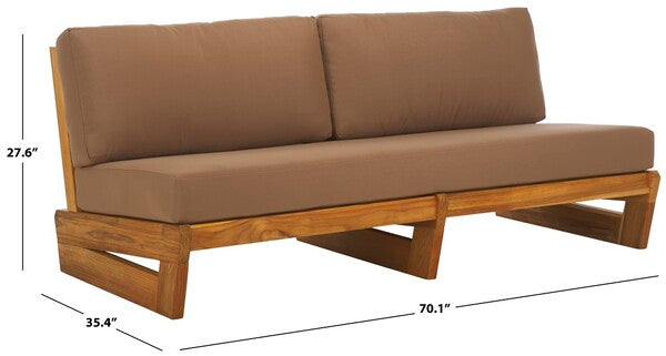 Julianne Teak Wood Patio Sofa in Brown