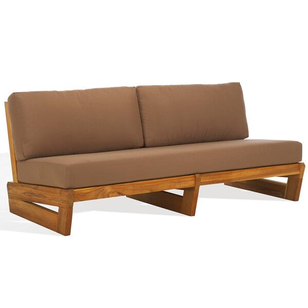 Julianne Teak Wood Patio Sofa in Brown