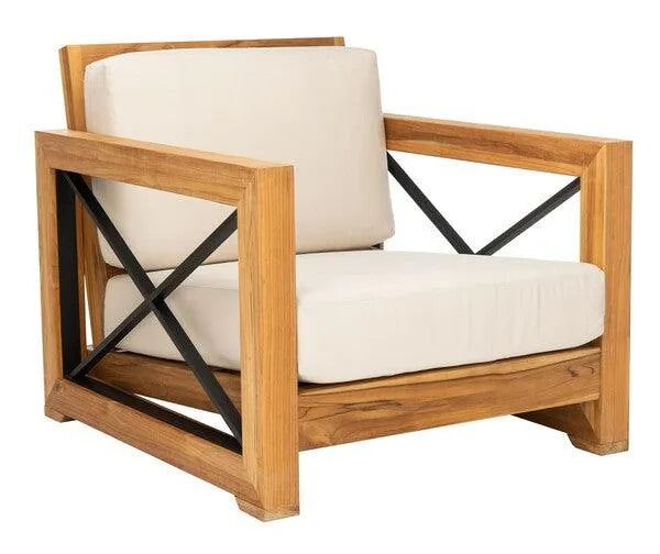 Safavieh Andros Natural-Beige Brazilian Teak Patio Chair