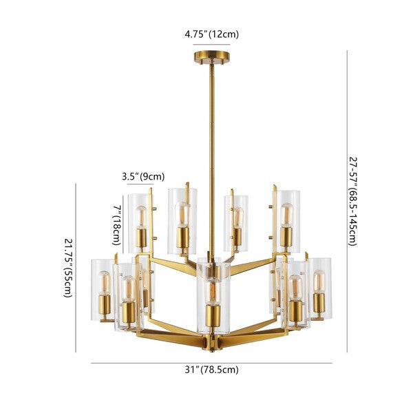 Jennica Glass Chandelier with Gold Frame