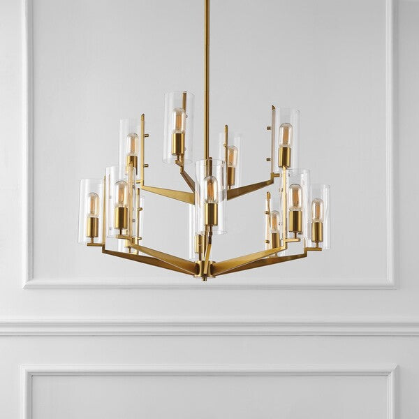 Jennica Glass Chandelier with Gold Frame