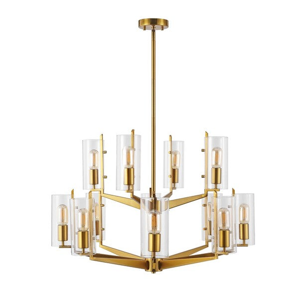 Jennica Glass Chandelier with Gold Frame