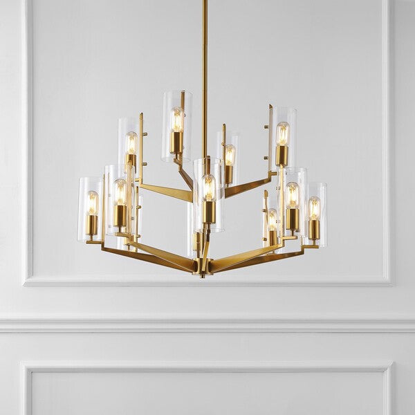 Jennica Glass Chandelier with Gold Frame