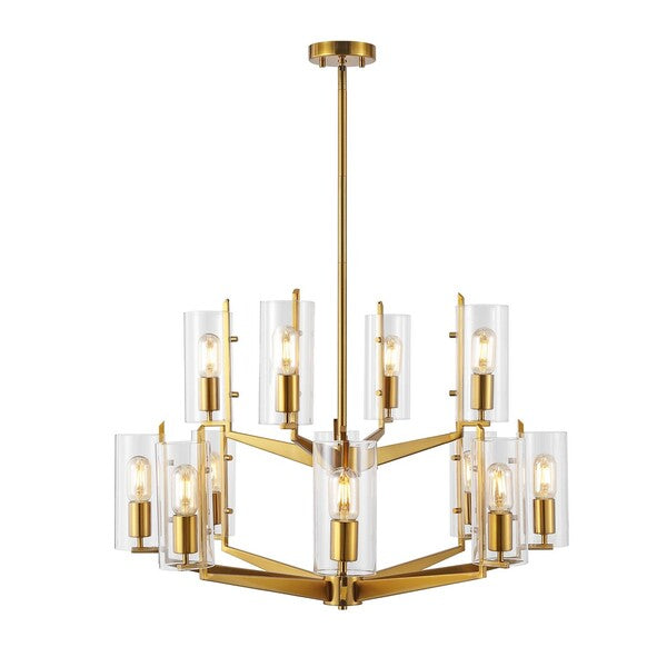 Jennica Glass Chandelier with Gold Frame