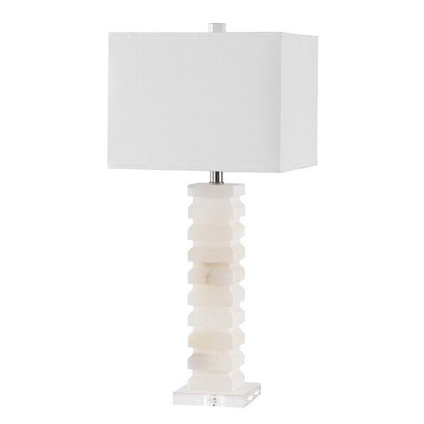 Anita Alabaster Table Lamp in White with Crystal Pedestal Base