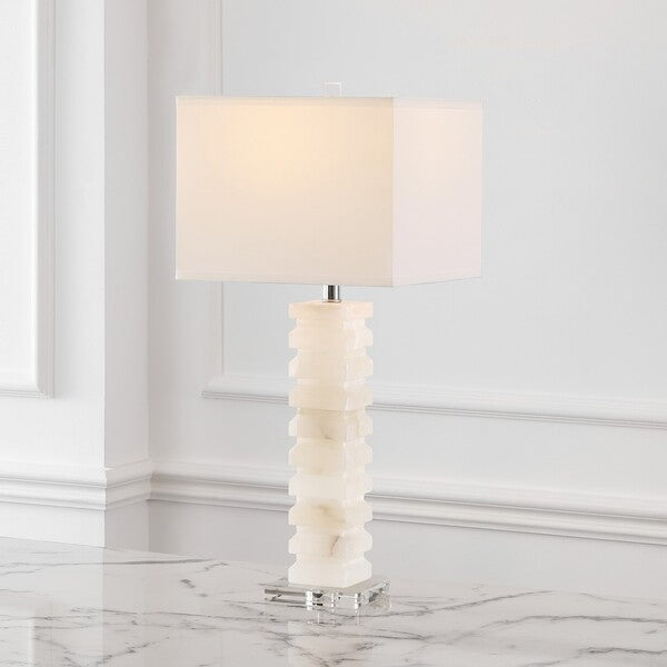 Anita Alabaster Table Lamp in White with Crystal Pedestal Base