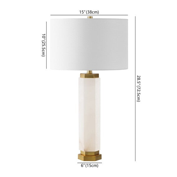 Lynsey Alabaster Table Lamp in White with Gold Metal Details