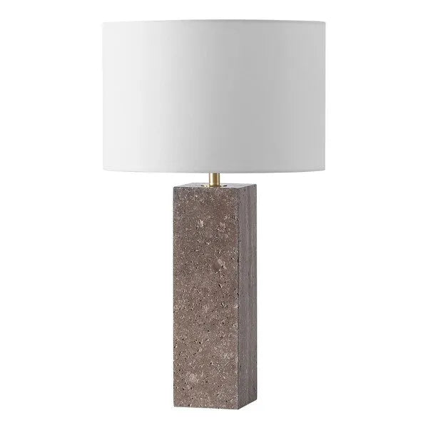 Feliciano Travertine Table Lamp in White with Dimmer Switch