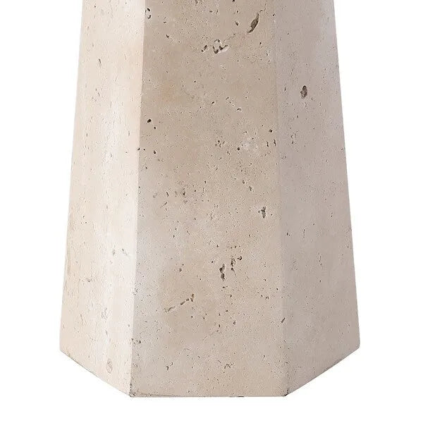 Gabryanna Travertine Table Lamp in White with Dimmer Switch