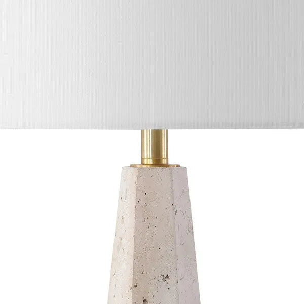 Gabryanna Travertine Table Lamp in White with Dimmer Switch