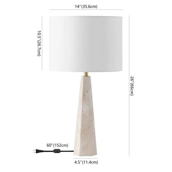 Gabryanna Travertine Table Lamp in White with Dimmer Switch