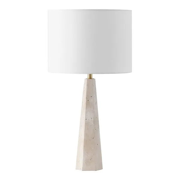 Gabryanna Travertine Table Lamp in White with Dimmer Switch